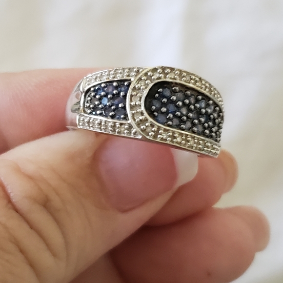Gem Creations Jewelry - Size 10, 14K White Gold Blue Sapphire & Diamond Ring, Excellent pre-owned condit